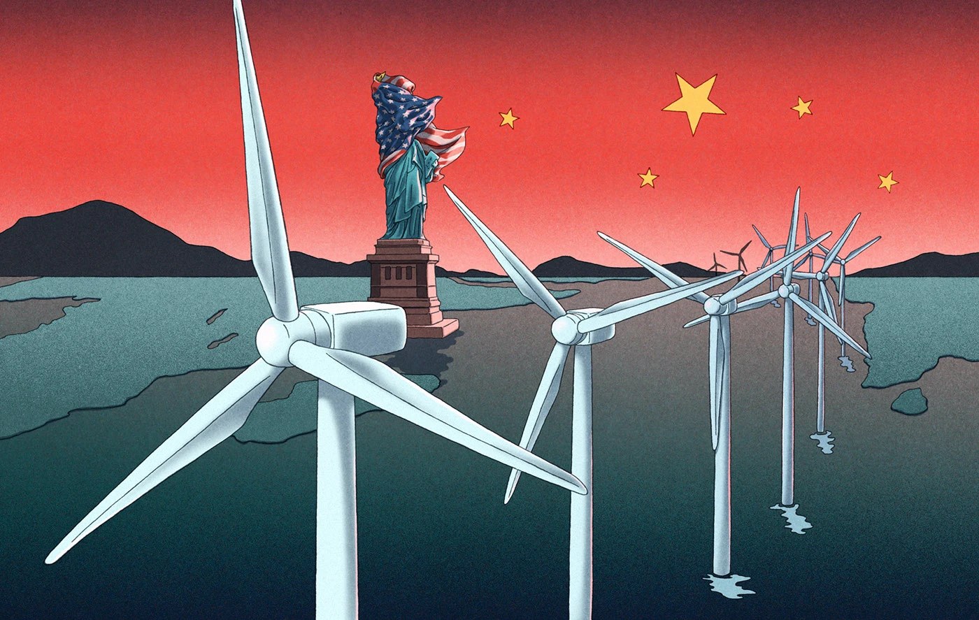 editorial illustration magazine 2025 — American isolationism by Xinmei Liu for The Economist