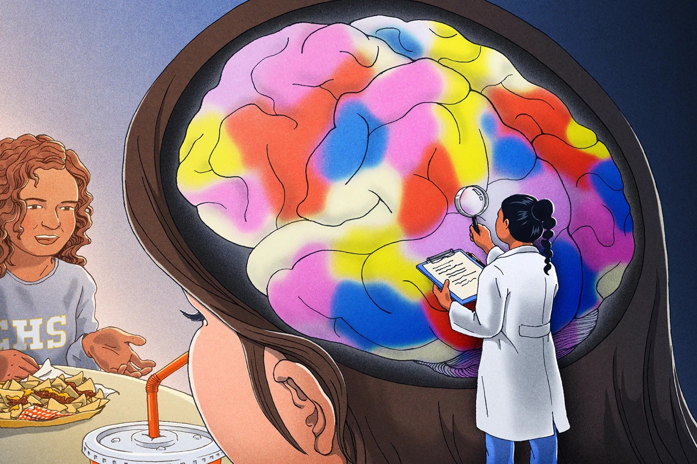 editorial illustration magazine 2025 — teenage brain by Xinmei Liu for Vox
