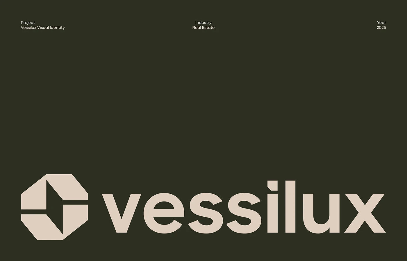 Vessilux logo mark and brand identity system overview — luxury real estate branding