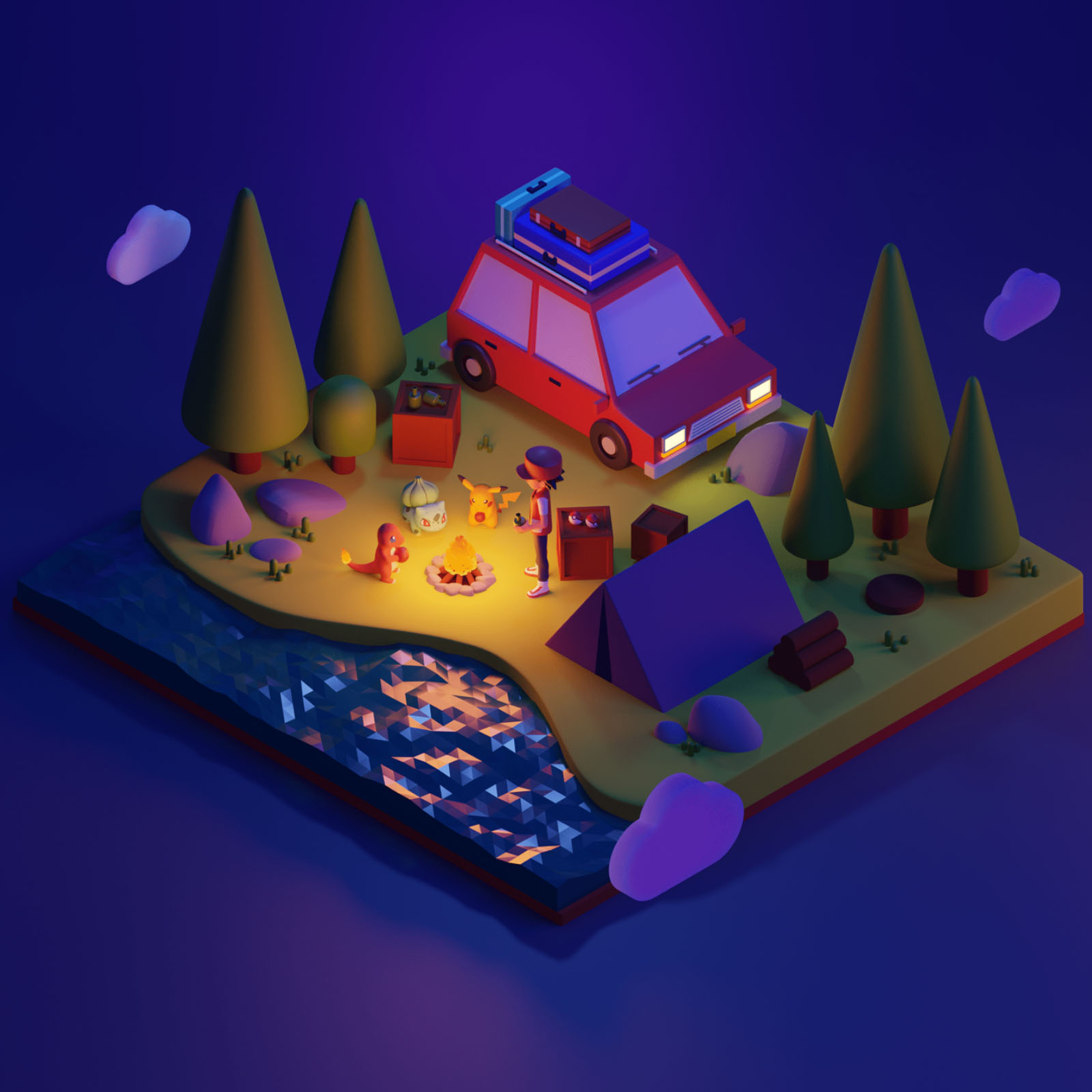 Pokmon inspired 3D Illustrations in Blender 3D