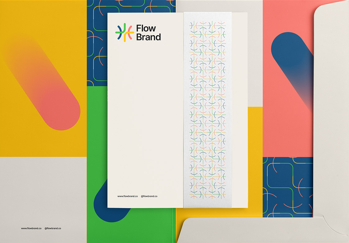 Colorful visual identity rebrand for Flow brand