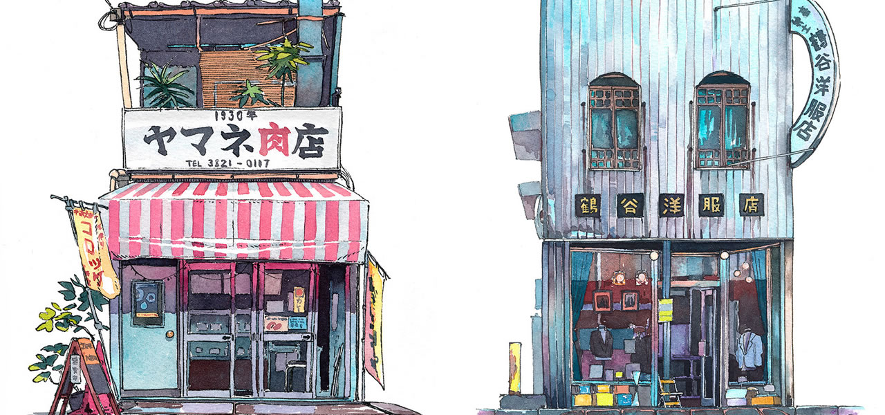 Tokyo Storefronts in Beautiful Watercolor by Mateusz Urbanowicz