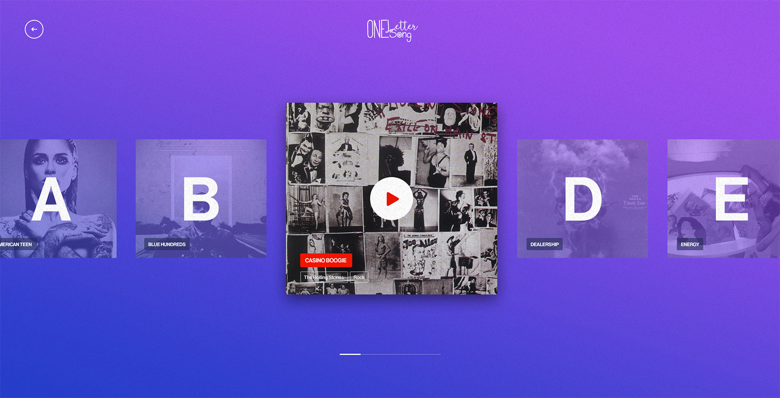 Web design: One Letter One Song UI/UX
