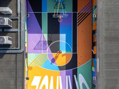 Basketball Court Street Art in Torino, Italy