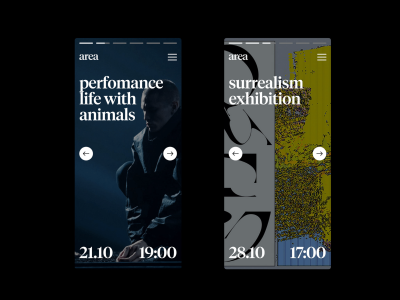 Website design for "area" a museum and creative space for artists