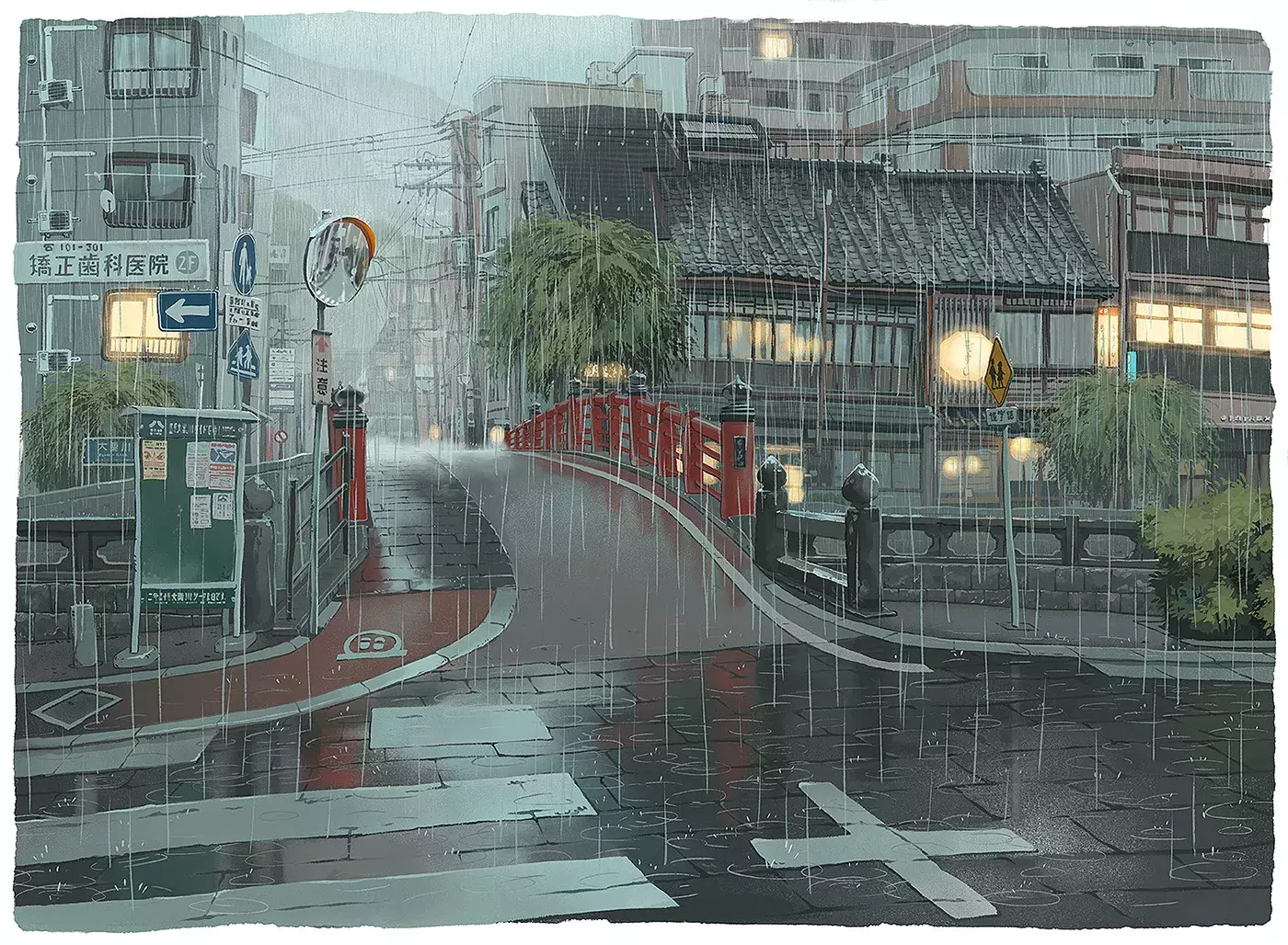 Paintings of Street Scenes from Japan 