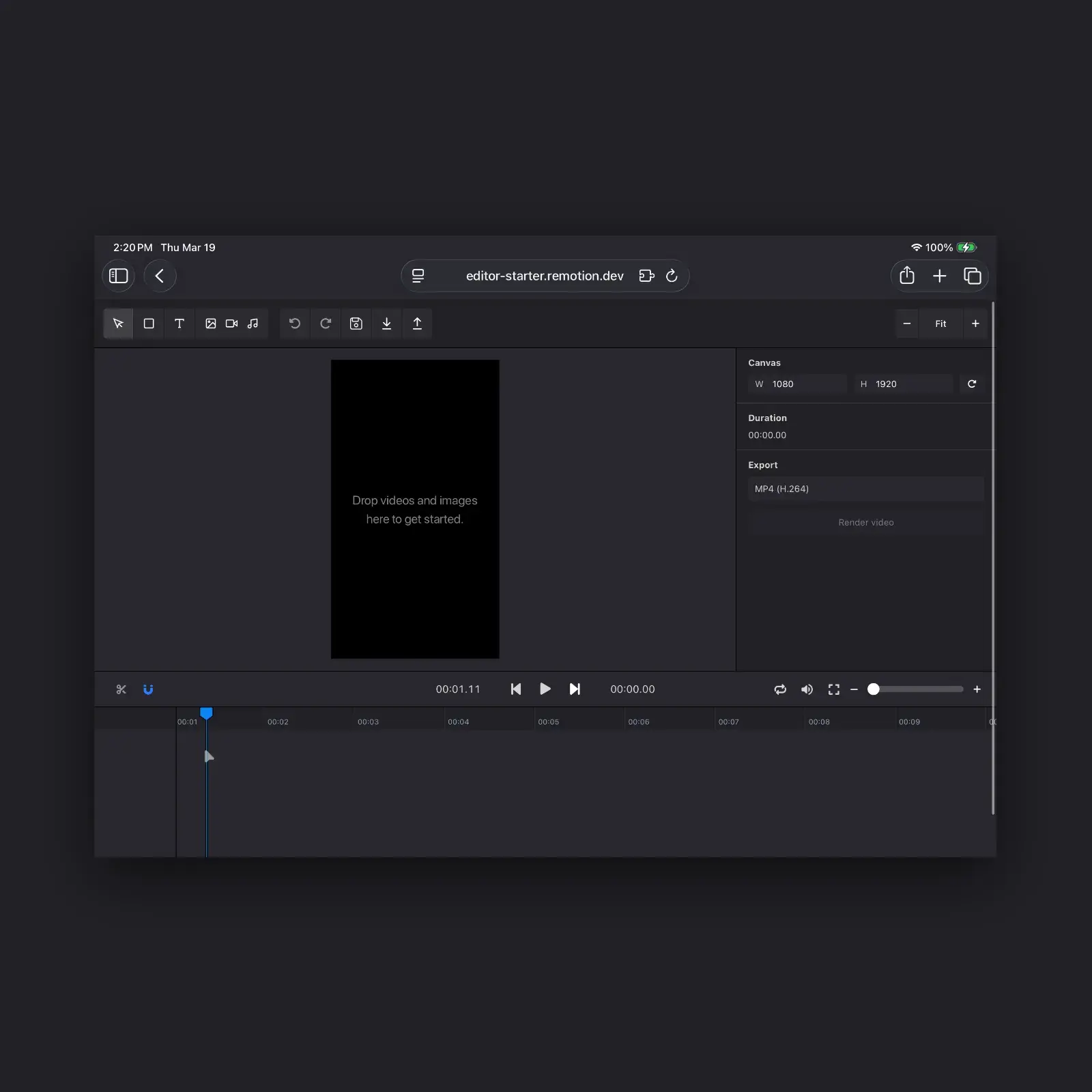 Remotion React video framework interface and composition editor