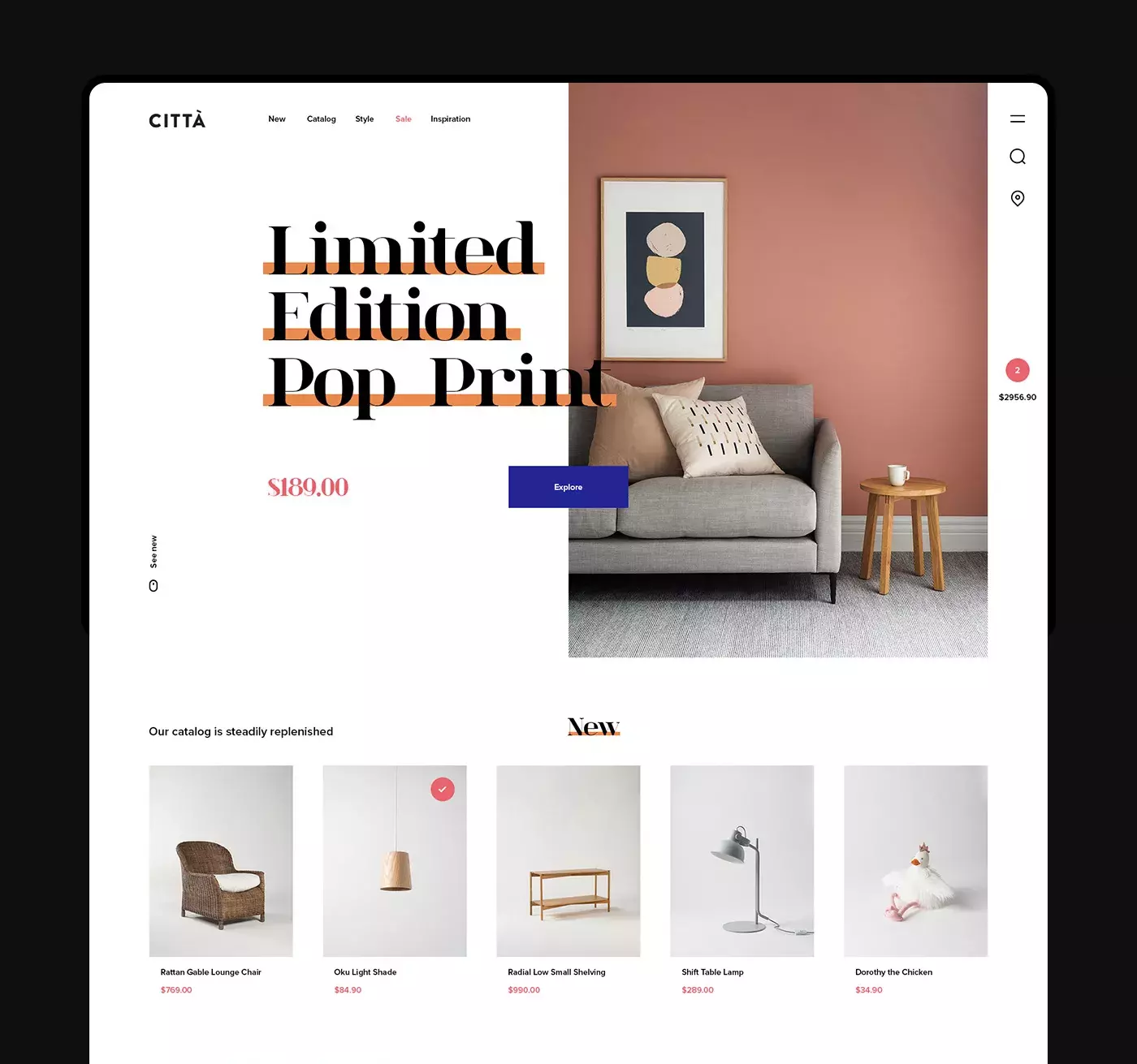 Web Design: Cittá - a furniture website concept