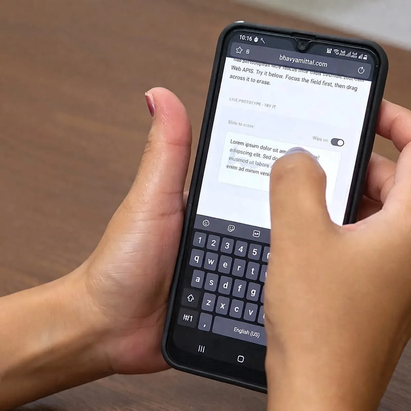 Gesture-based text deletion prototype on mobile by Bhavya Mittal