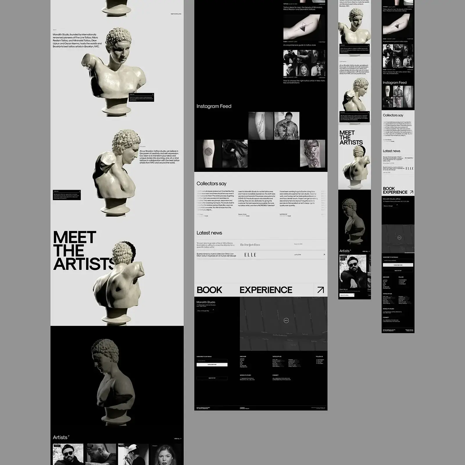 Monolith Studio tattoo studio web design — Awwwards-winning Webflow site by Le:mma Studio