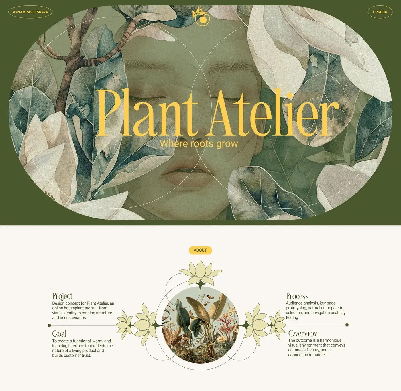 Plant Atelier e-commerce design homepage
