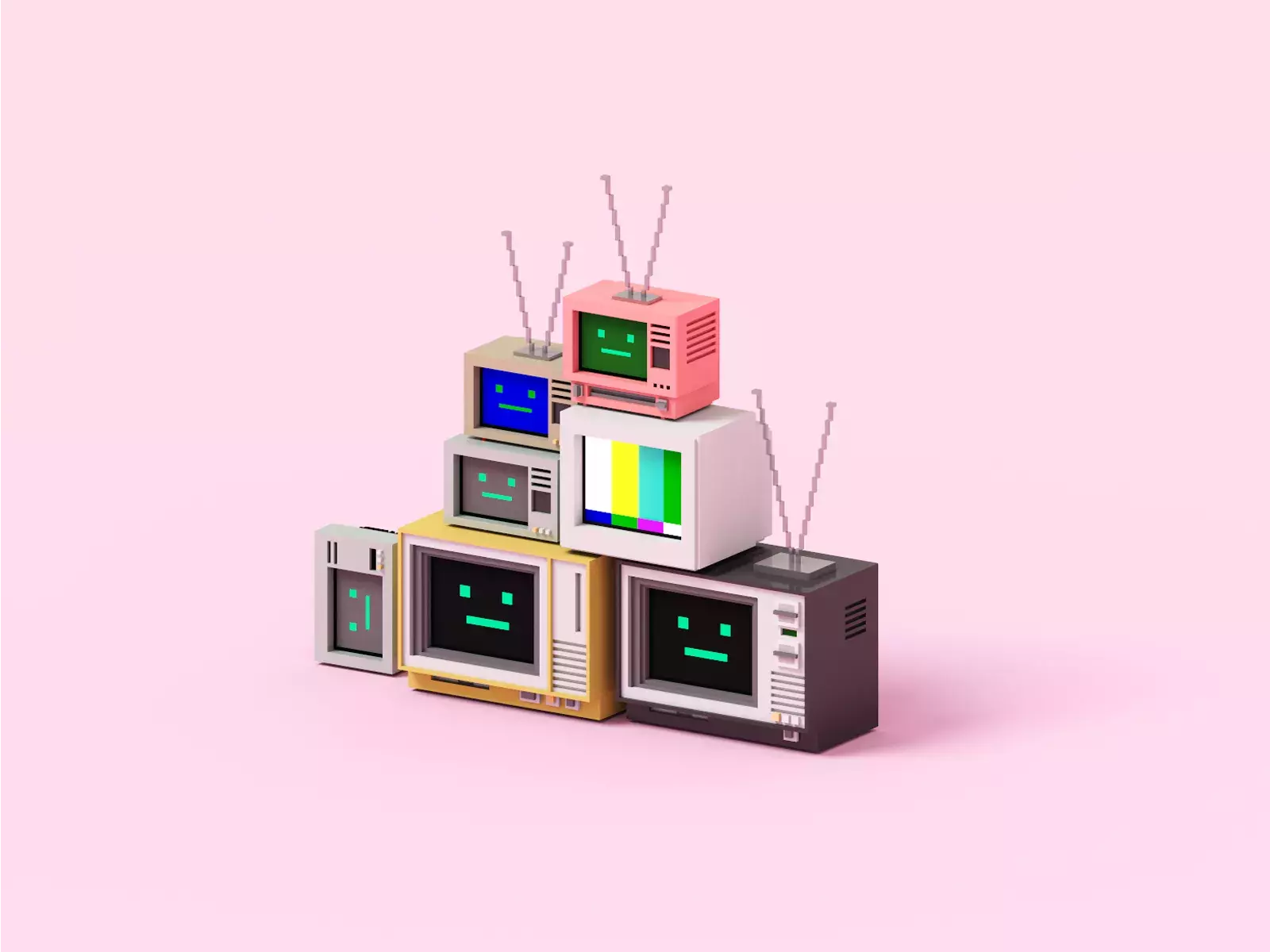 3D Pixel Retro Electronics by Joanna Ngai