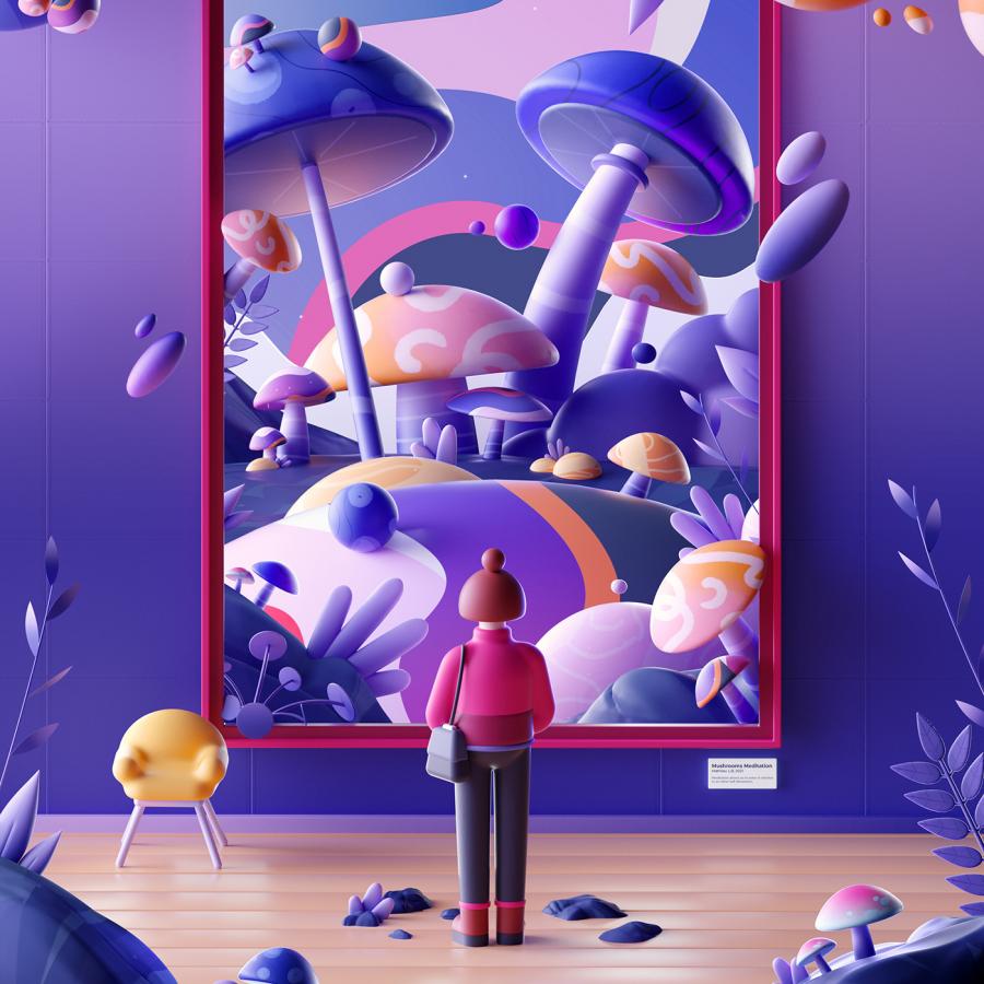 Abstract 3D Illustrations by Mathieu Le Berre