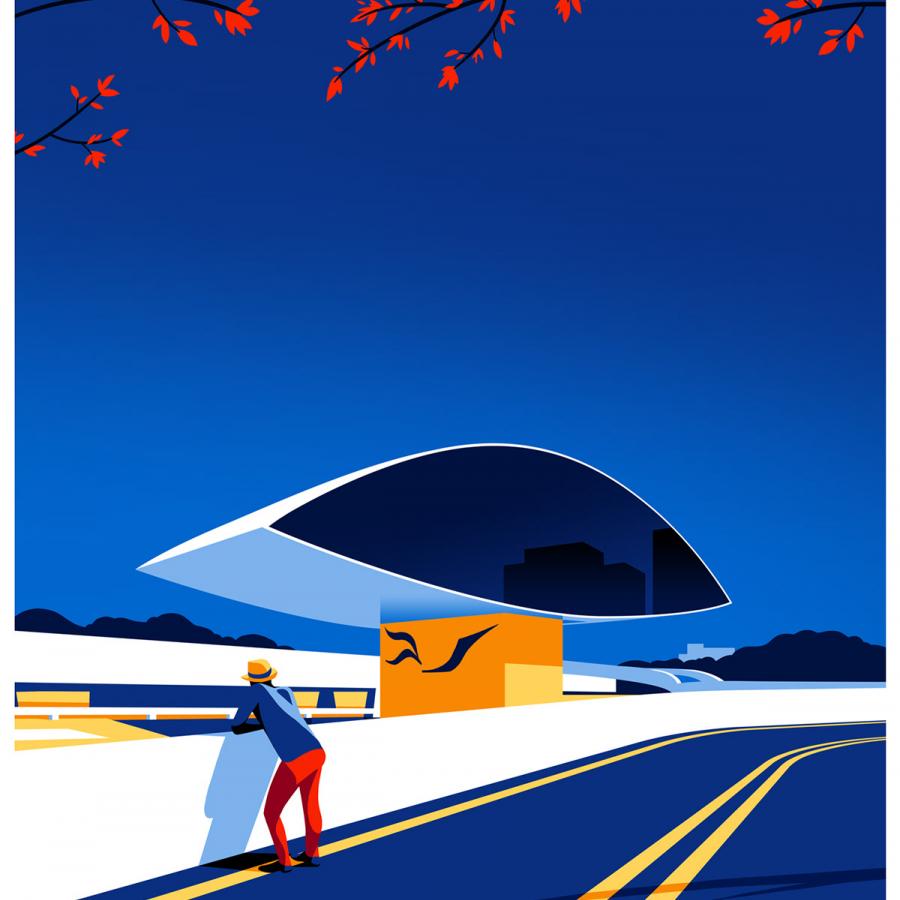 Illustration Celebrating Modernist Architecture of Oscar Niemeyer