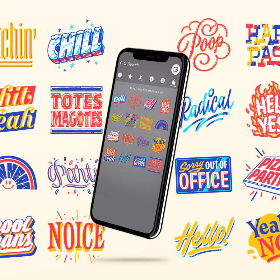 Snapchat's Typographic & Illustrative Sticker Packs by Scott Biersack