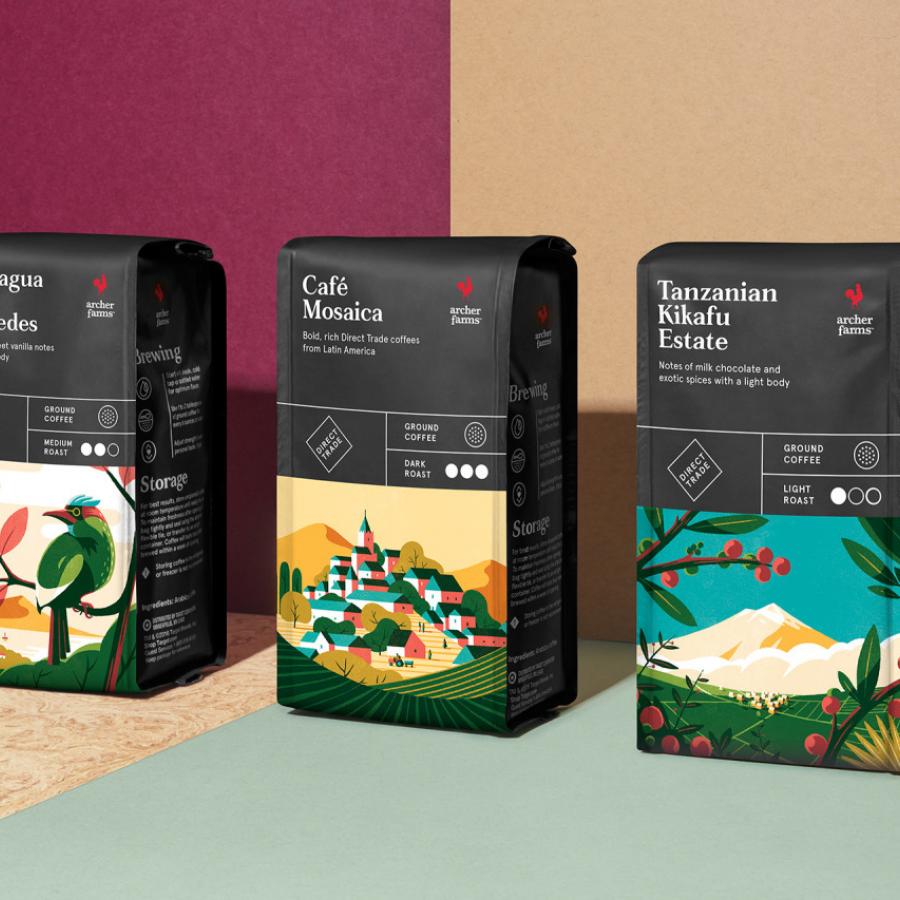 Archer Farms Coffee Packaging Illustration by Tom Haugomat