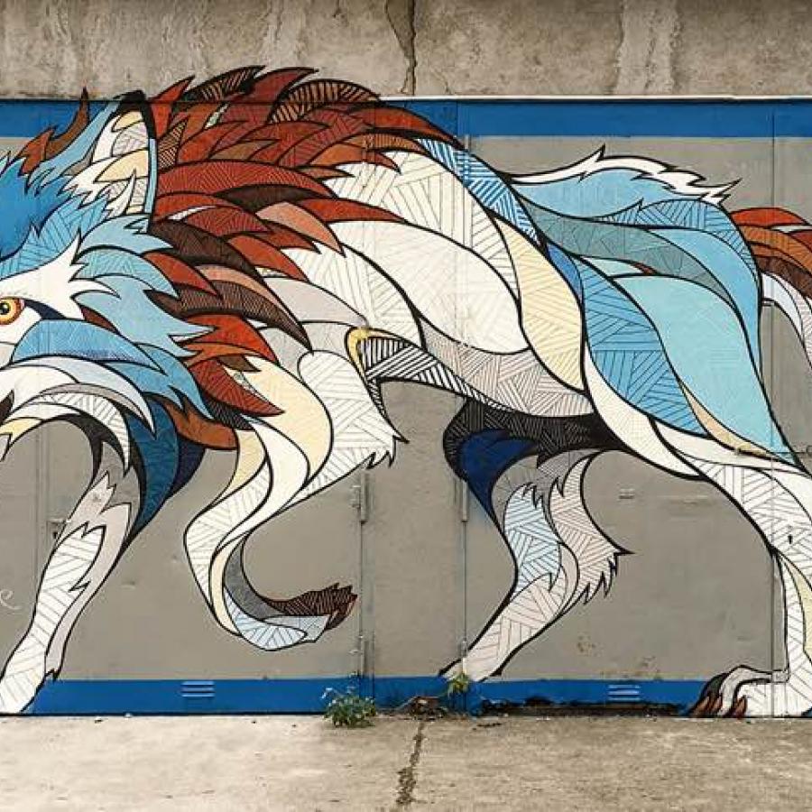 Wolf Mural by Andreas Preis