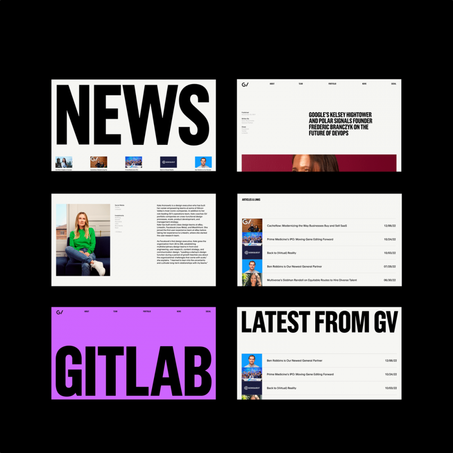 Bold art direction, UX and web design for GV