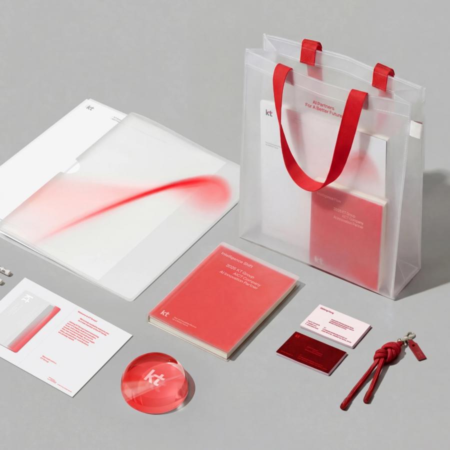 KT corporate identity rebrand Flow motif by Plus X