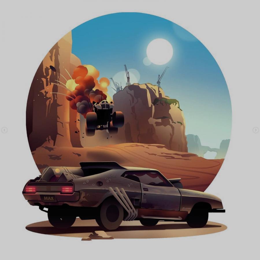 Drive-In, lights, action! Cars in movies get a cool illustration twist