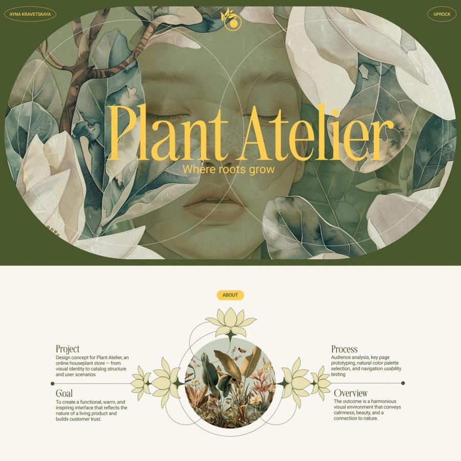 Plant Atelier e-commerce design homepage