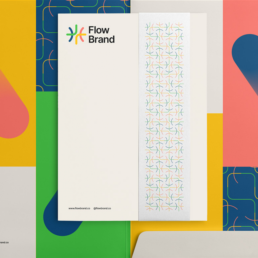 Colorful visual identity rebrand for ‘Flow brand’