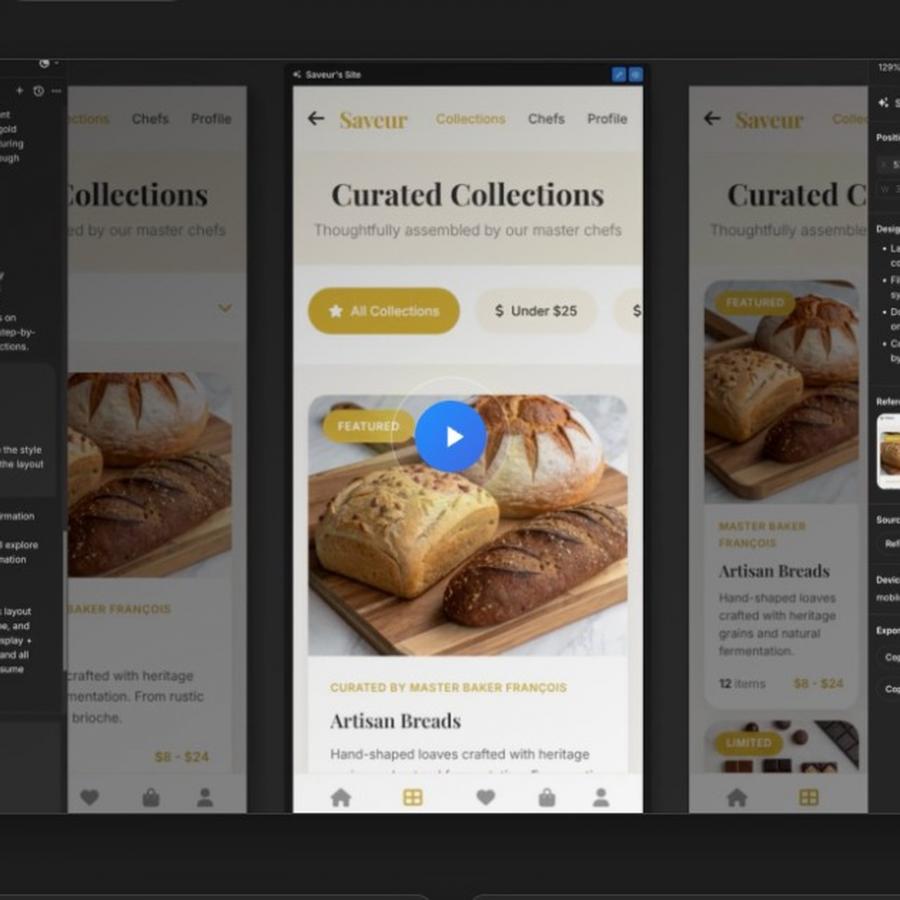 Moonchild AI UI design tool showing chat-driven screen generation