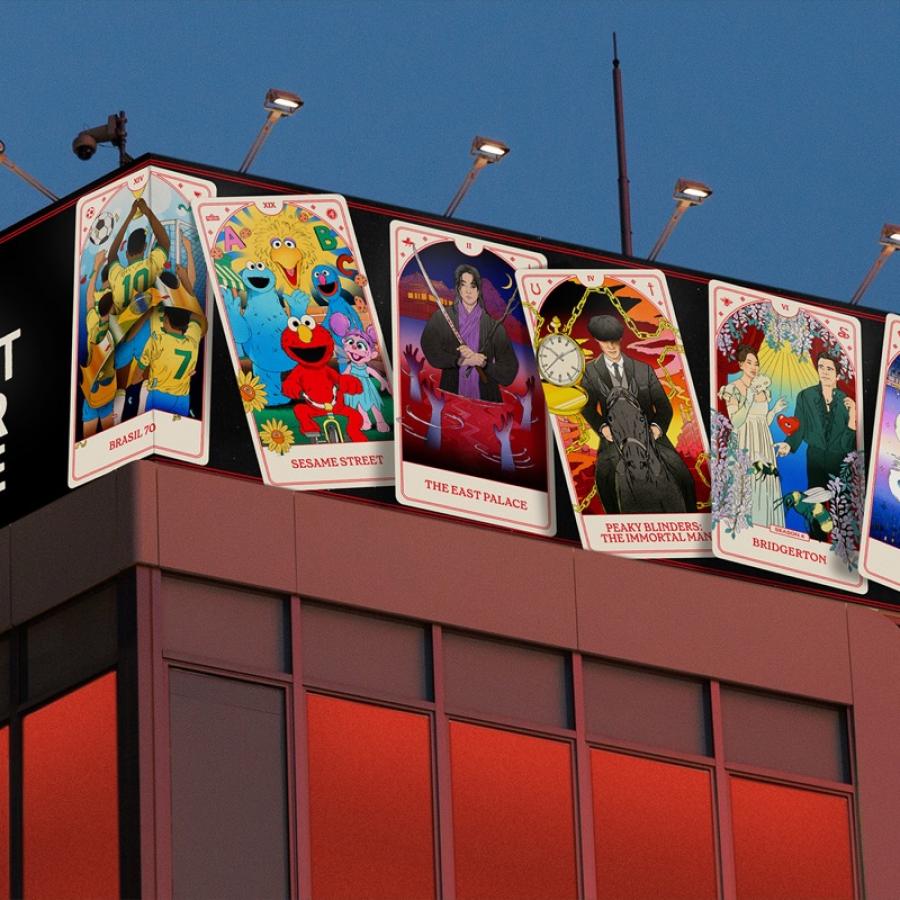 Netflix tarot design system by LOS YORK featuring 3D anamorphic billboard