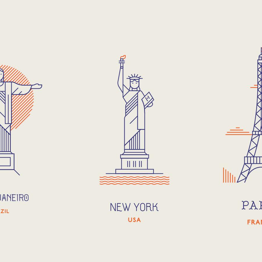 Line Icons of the World's Most Famous Landmarks