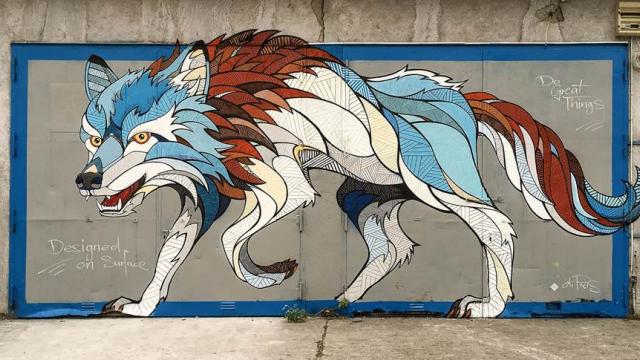 Wolf Mural by Andreas Preis