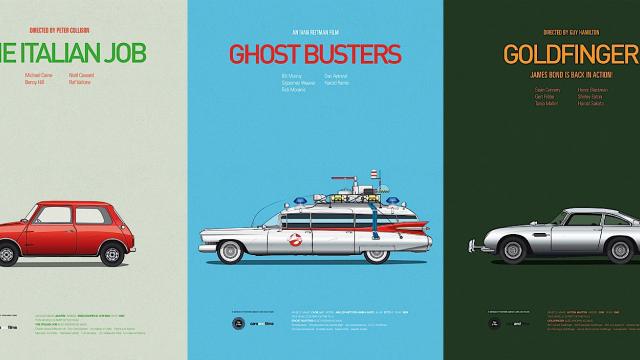 Car Illustrations from Famous Movies