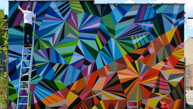Colorful Geometric Graffiti Murals